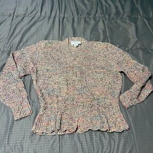 south cotton Hand Knit sweater multicolor Pink Rainbow Womens size large